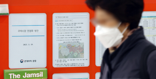 서울 송파구의 한 부동산 중개업소 앞에 20일 정부 관계부처가 발표한 주택시장 안정화 방안이 붙어있다.                  연합뉴스